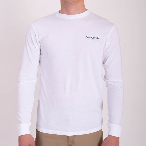 Fish Hippie Mix One Long Sleeve Tee White